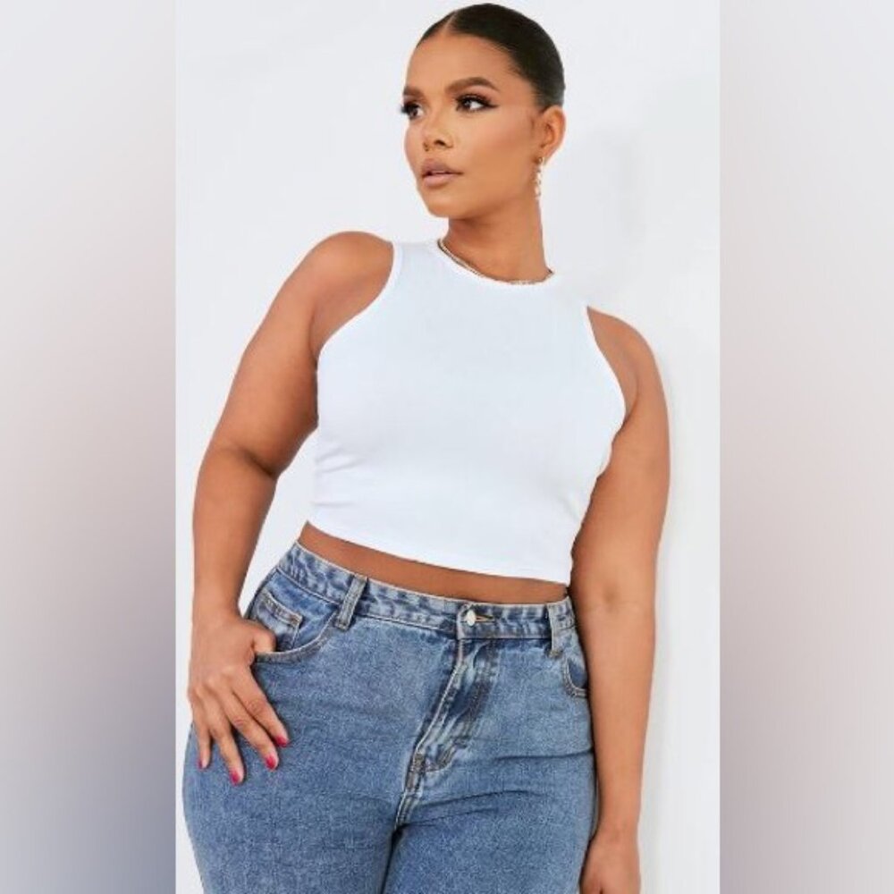 White Sleeveless Crop Top